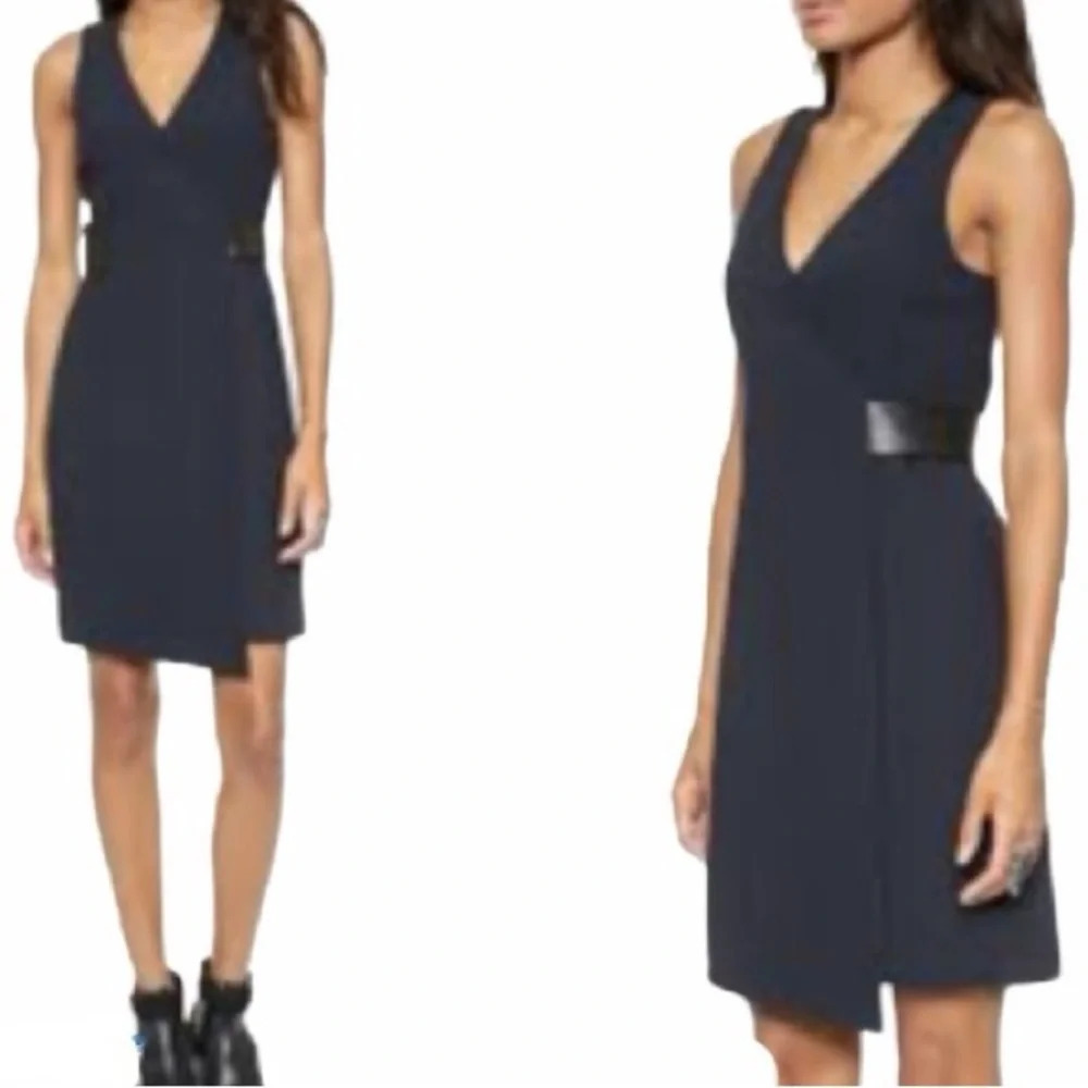 Anthropologie 4.Collective Sleeveless Belted Wrap Dress in Navy - Size 4